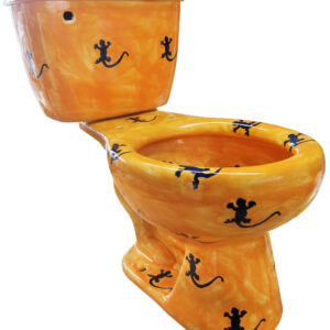 Round Mexican Talavera Toilet Lizards 2