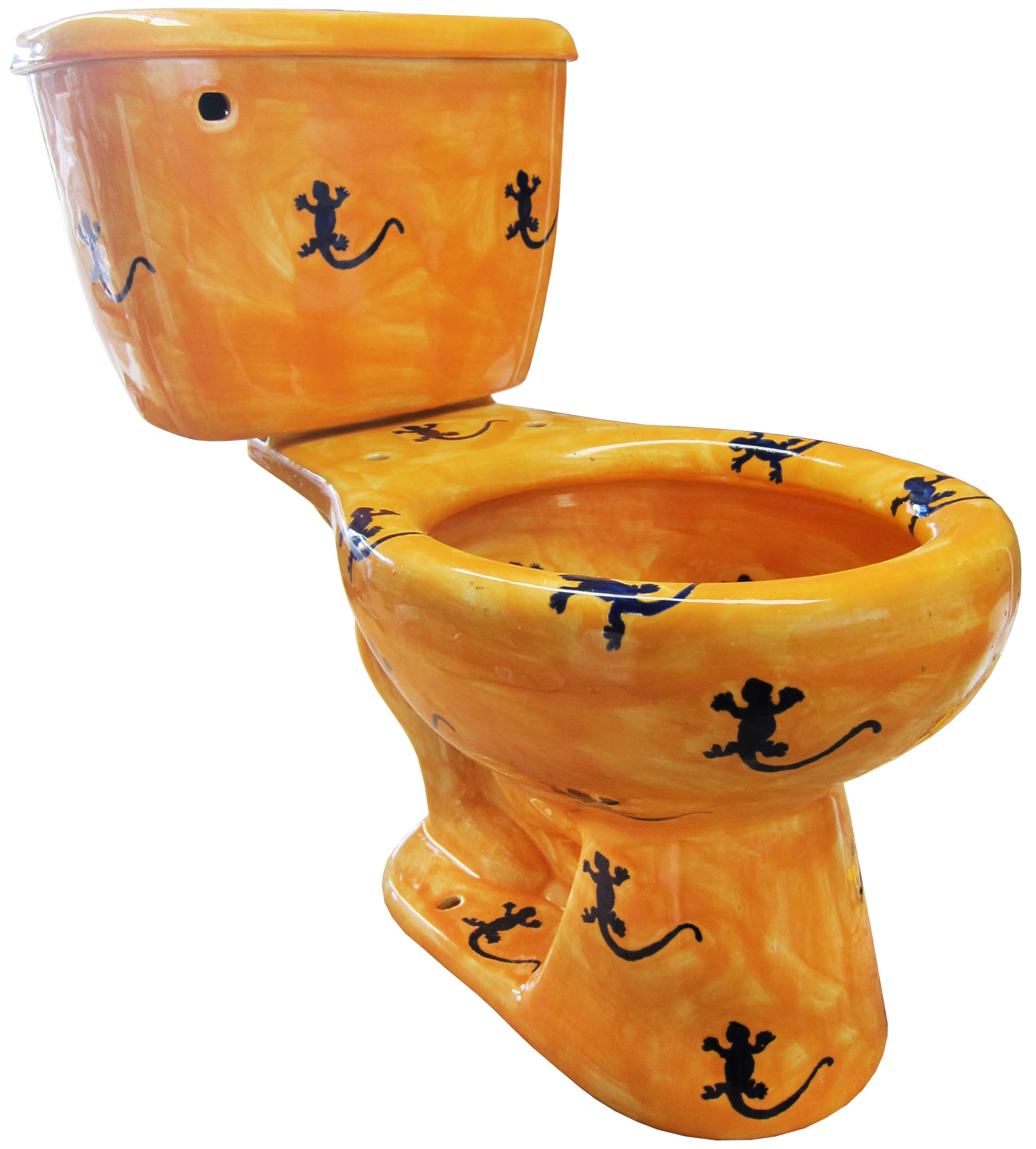 Round Mexican Talavera Toilet Lizards 2 – Casa Castillo