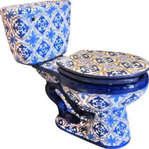 Round Mexican Talavera Toilet Flores