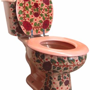 Round Mexican Talavera Toilet Rosas 2
