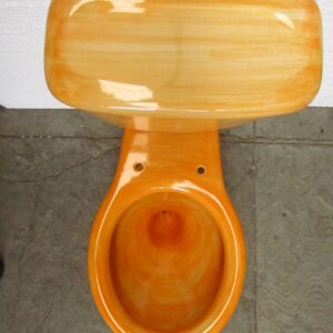 Round Mexican Talavera Toilet Amarillo Washed