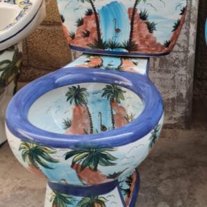 Round Mexican Talavera Toilet Amealco