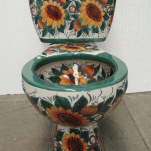 Round Mexican Talavera Toilet Girasoles Rios