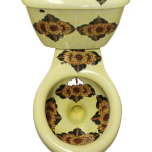 Round Mexican Talavera Toilet Set Girasoles Amarillos