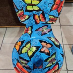 Round Mexican Talavera Toilet Mariposas Azules