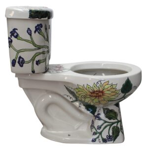 Round Mexican Talavera Toilet Raices