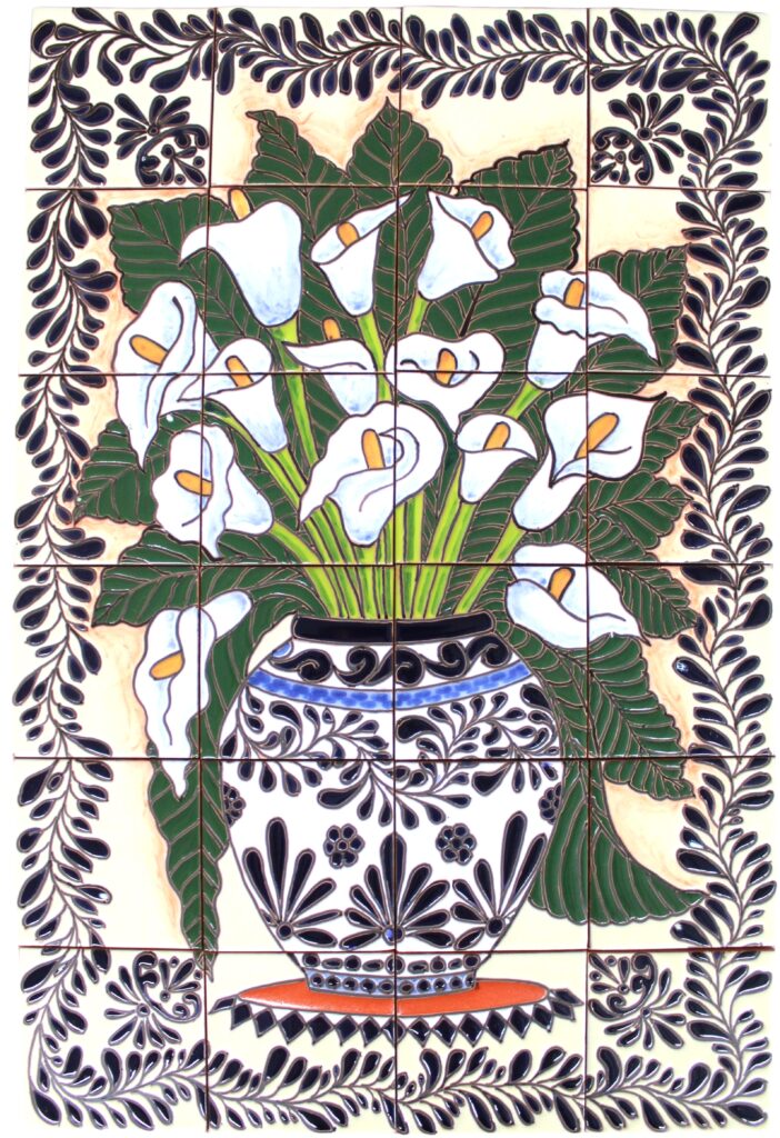 Talavera High Relief Mural Lilies 2