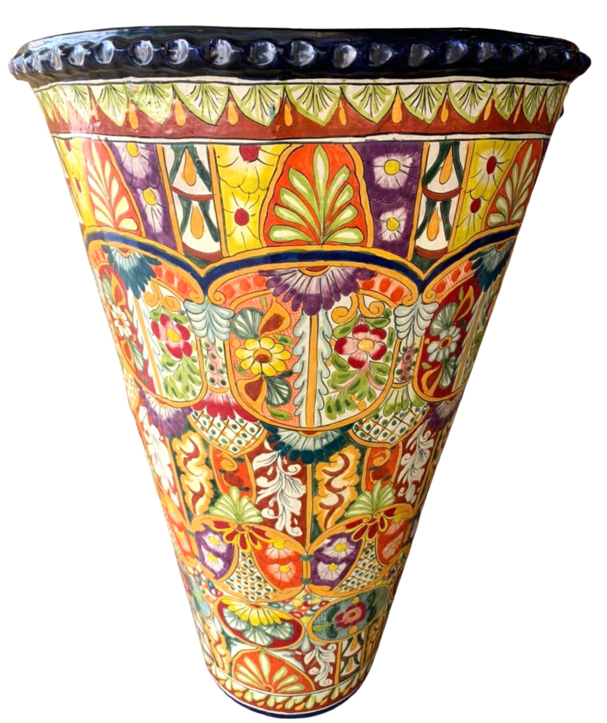 Mexican Talavera Planter Round HUGE Planter - Floral -