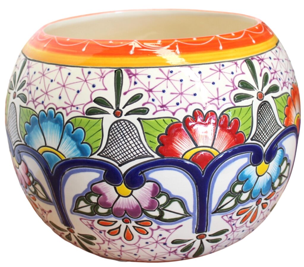 Mexican Talavera Round Planters Flores