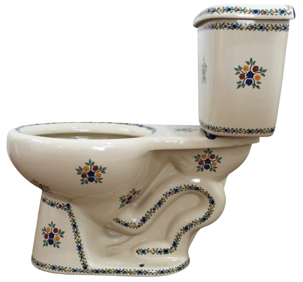 Round Mexican Talavera Toilet Flowers 4