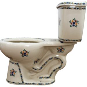 Round Mexican Talavera Toilet Flowers 4