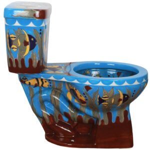 Round Mexican Talavera Toilet Oceano