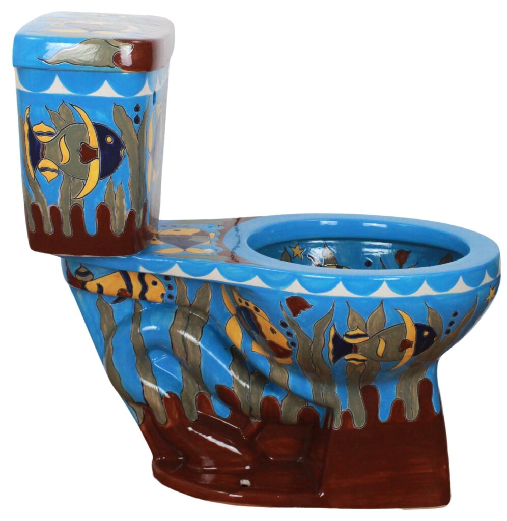 Round Mexican Talavera Toilet Oceano