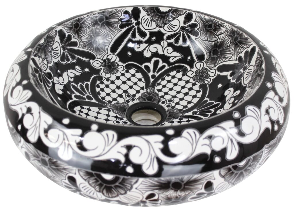 Talavera Round Vessel Sink Donut Acapulco Negro