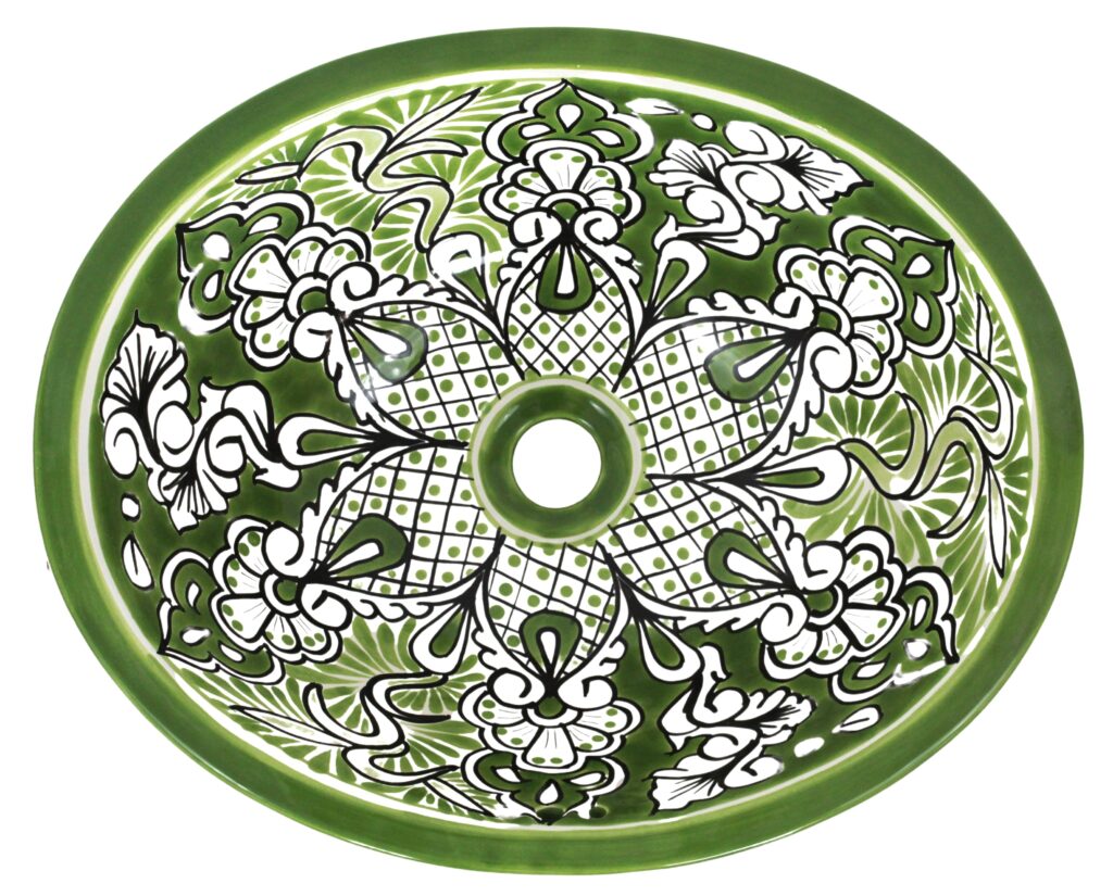 Mexican Talavera Sink Oval Acapulco Verde