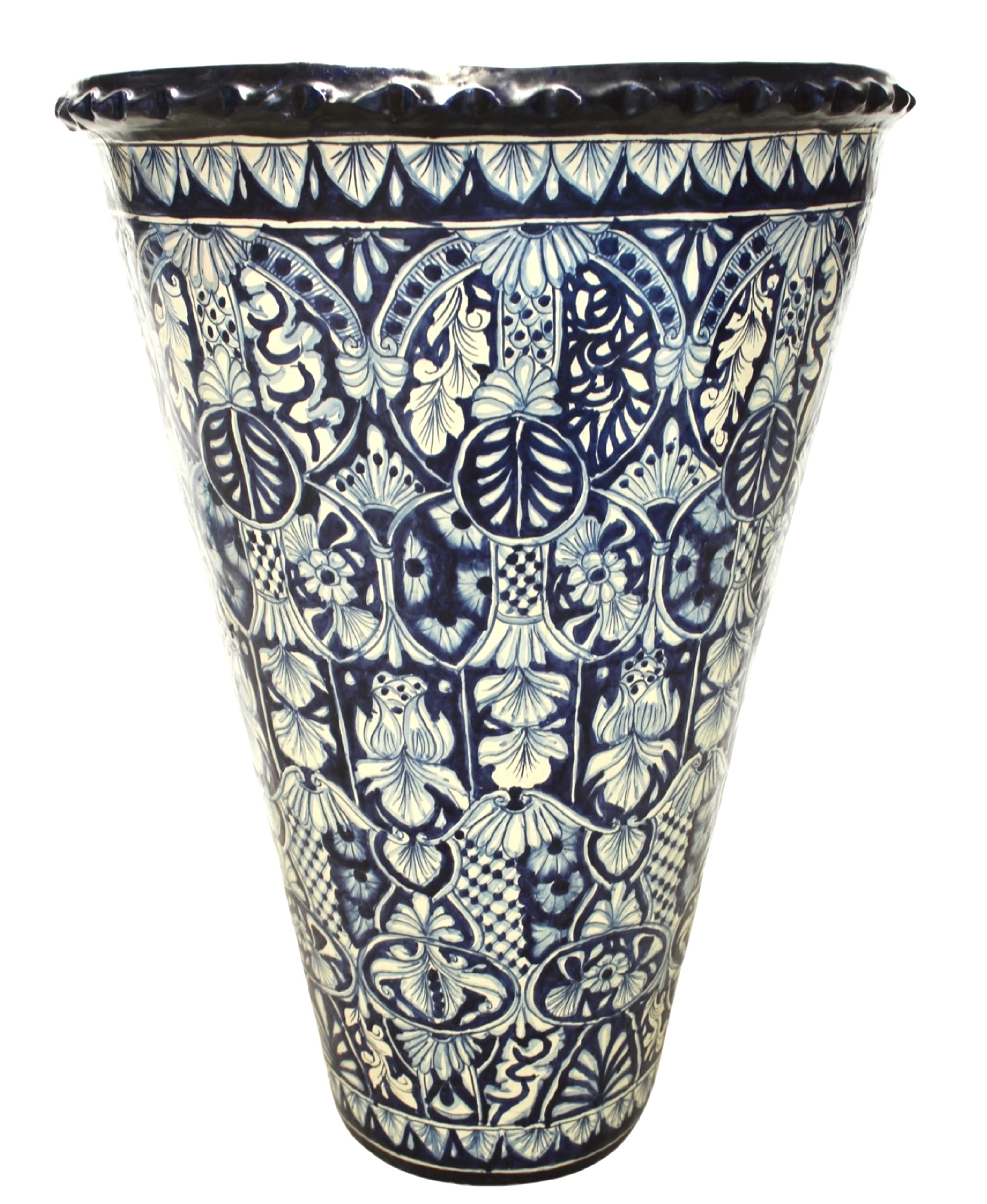 Mexican Talavera Planter Round HUGE Planter - Talavereado Azul1
