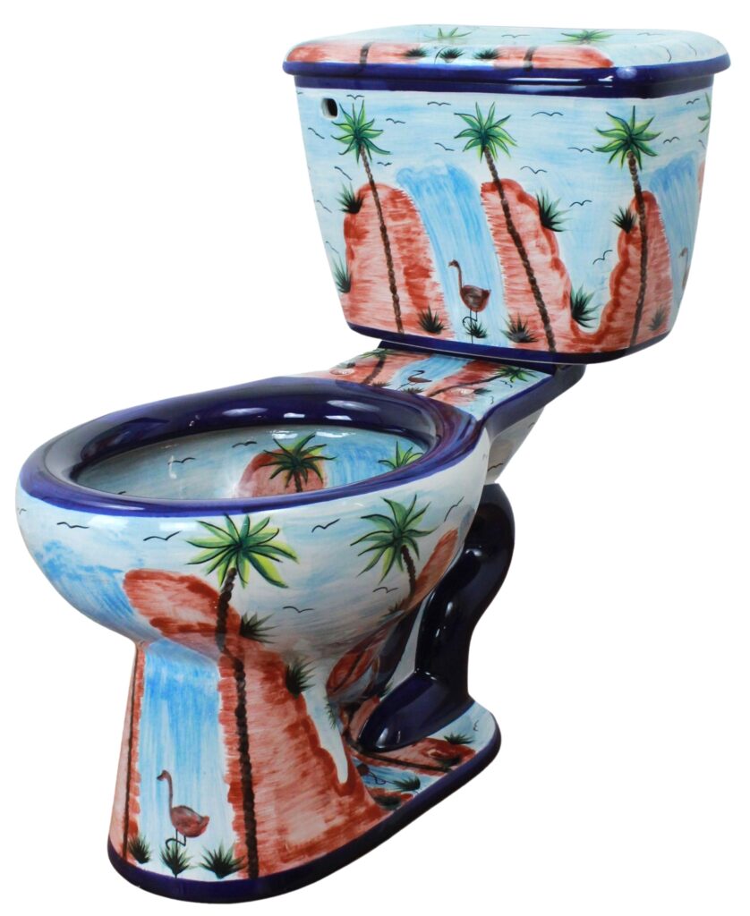 Round Mexican Talavera Toilet Amealco