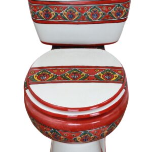 Round Mexican Talavera Toilet Set Franja