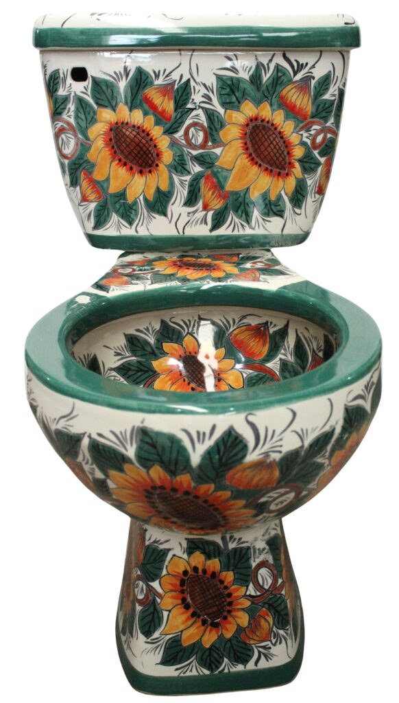 Round Mexican Talavera Toilet Girasoles Rios