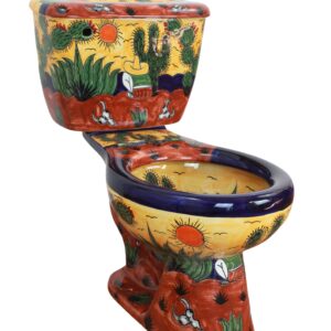 Round Mexican Talavera Toilet Rancheros Amarillo