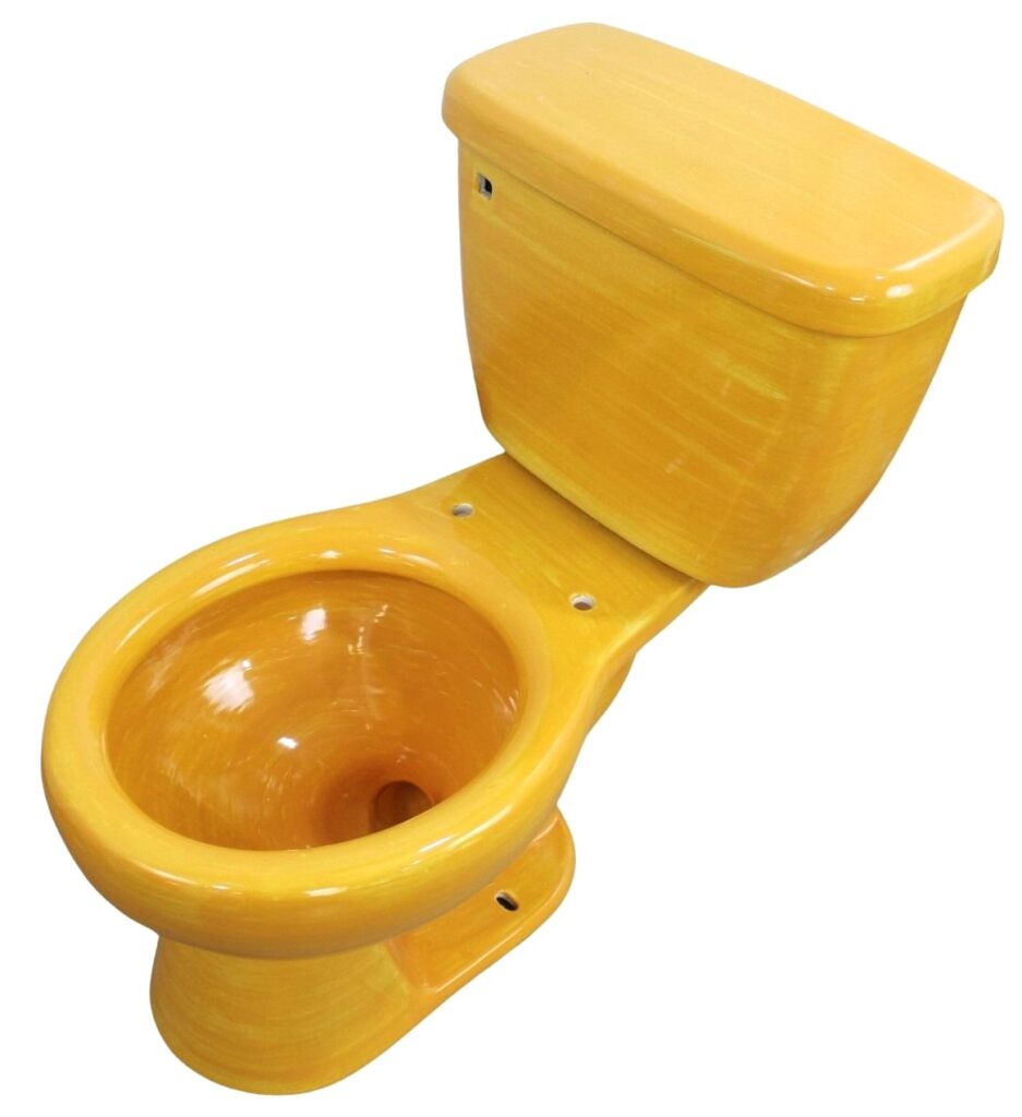 Round Mexican Talavera Toilet Yellow Washed