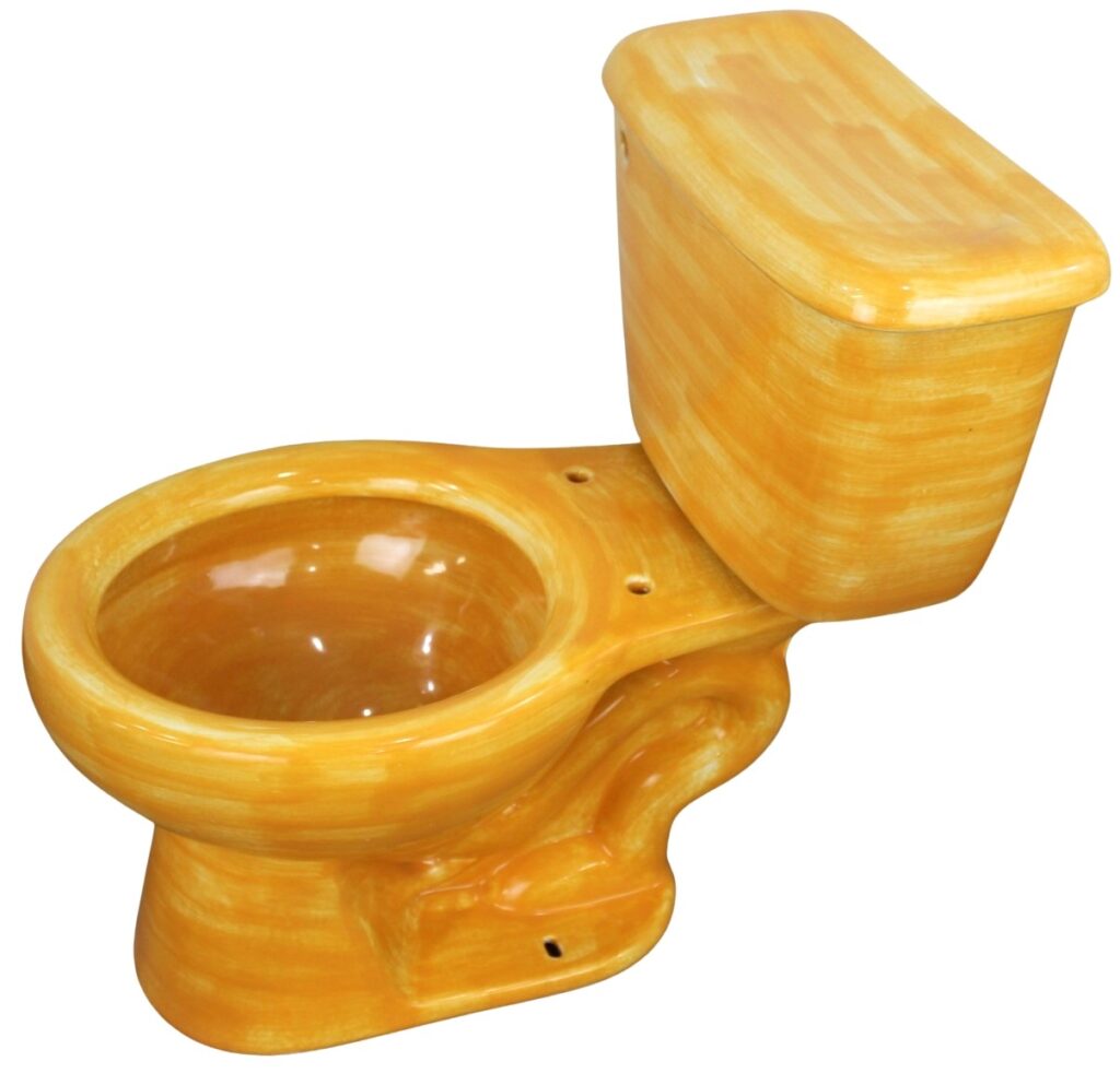 Round Mexican Talavera Toilet Yellow Washed