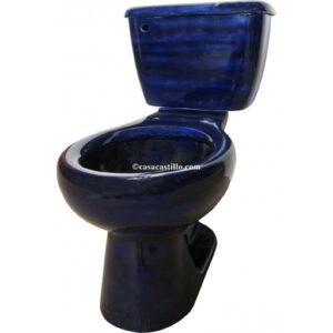 Round Mexican Talavera Toilet Azul Cobalto