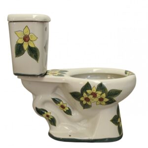 Round Mexican Talavera Toilet Girasoles 4