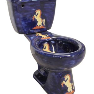 Round Mexican Talavera Toilet Unicornio Amarillo