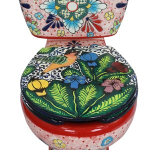 Round Mexican Talavera Toilet Ixtapa Colibri