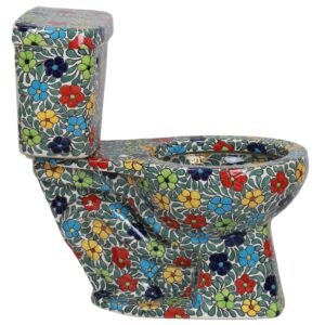 Round Mexican Talavera Toilet Florecitas