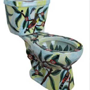 Round Mexican Talavera Toilet Pajaritos 3