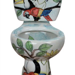 Round Mexican Talavera Toilet Tucanes