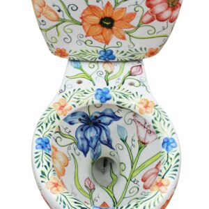 Round Mexican Talavera Toilet Flores de Abril