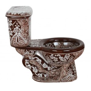 Round Mexican Talavera Toilet Acapulco Chocolate