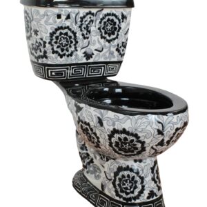 Elongated Comfort Height Toilet Flores Negras