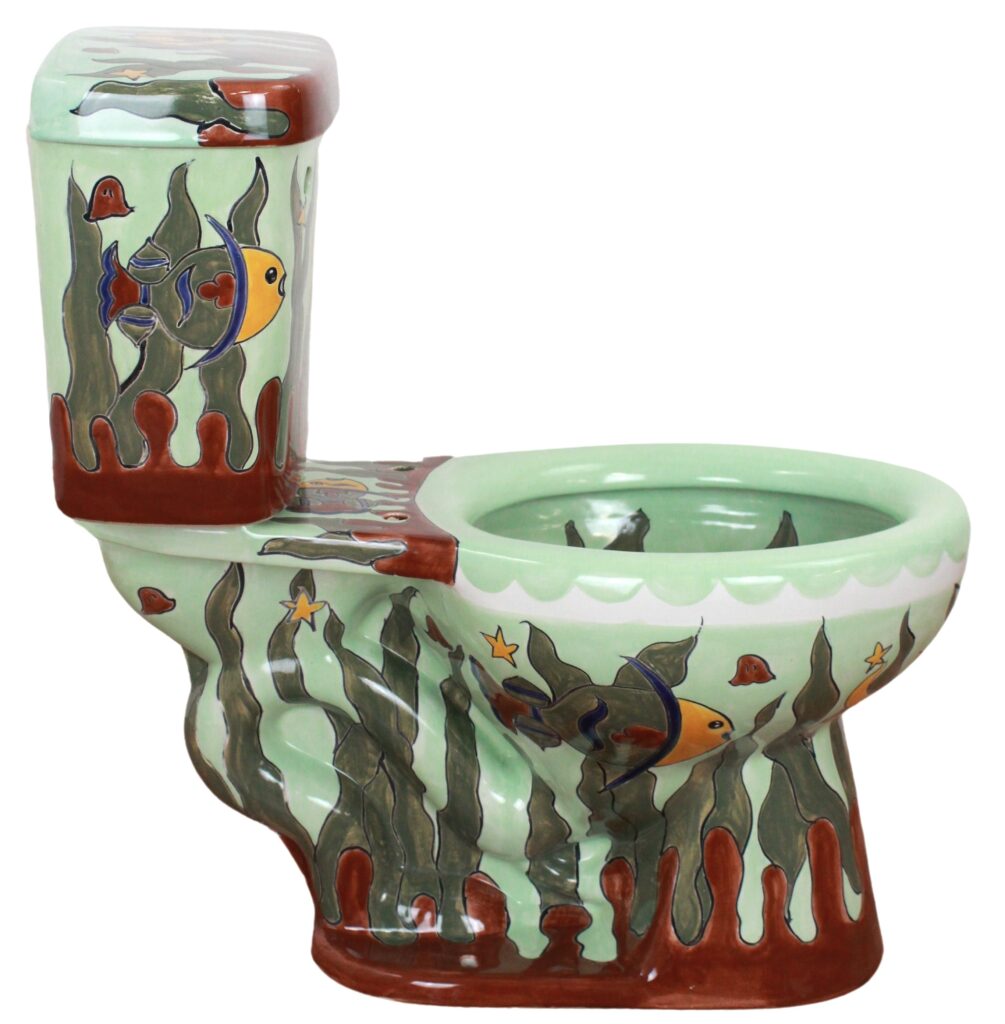 Round Mexican Talavera Toilet Oceano Capri
