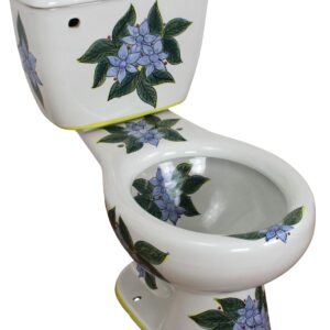 Round Mexican Talavera Toilet Margarita Azul