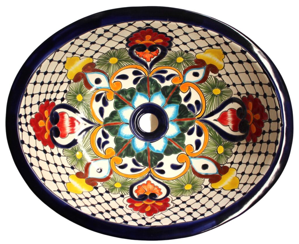 Mexican Talavera Sink Oval Flor Naranja