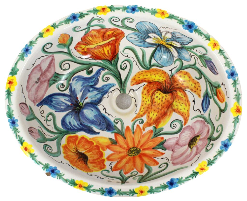 Mexican Talavera Sink Oval Flores de Abril