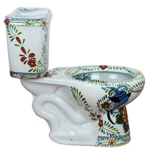 Round Mexican Talavera Toilet Hummingbirds 2