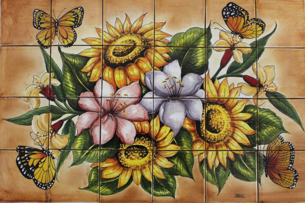 Mexican Talavera Mural Flores y Girasoles
