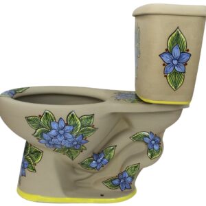 Round Mexican Talavera Toilet Margarita Azul Mate