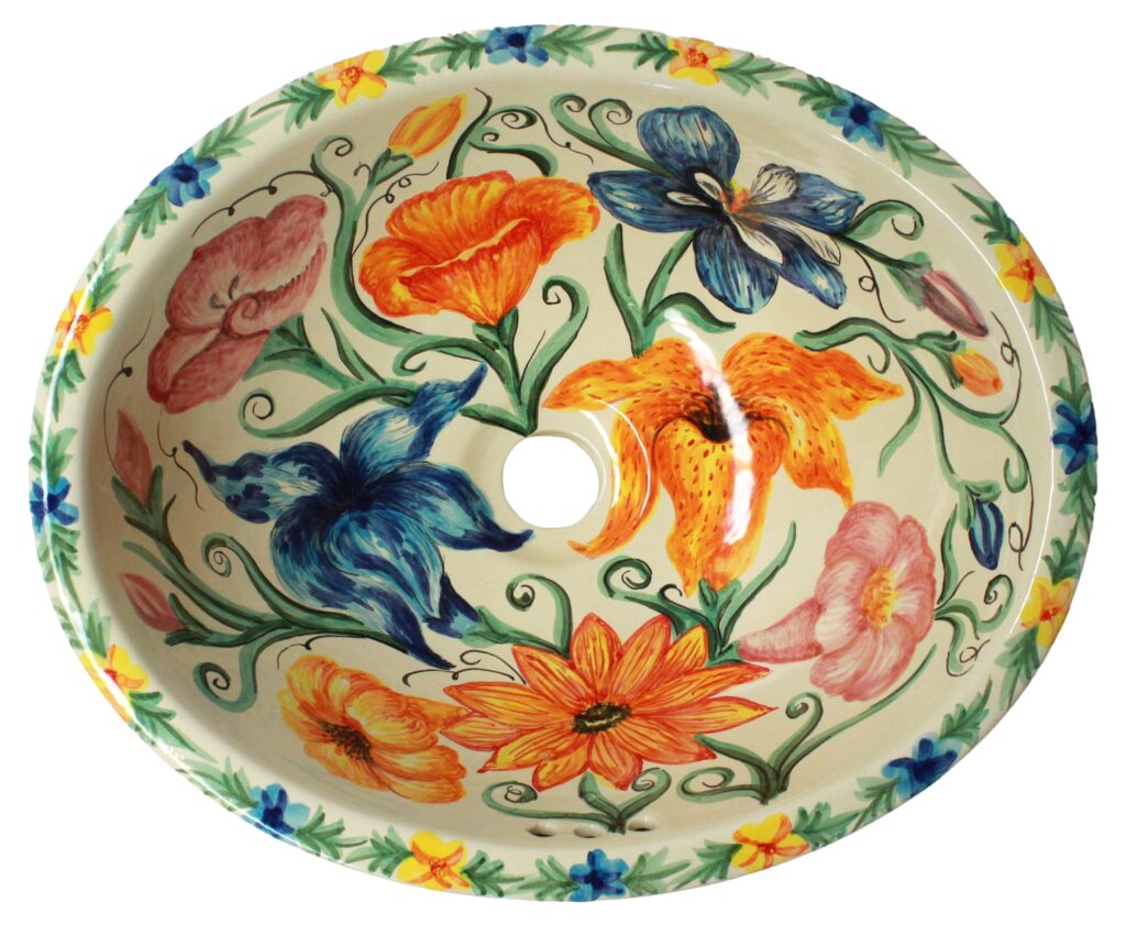 Mexican Talavera Sink Oval Flores de Abril MW