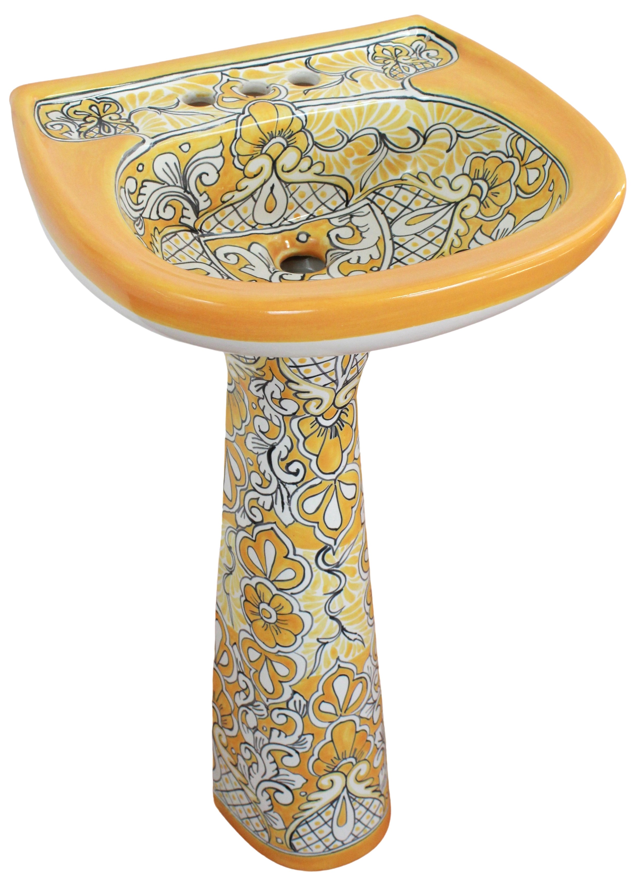 Mexican Talavera Pedestal Sink Acapulco Amarillo