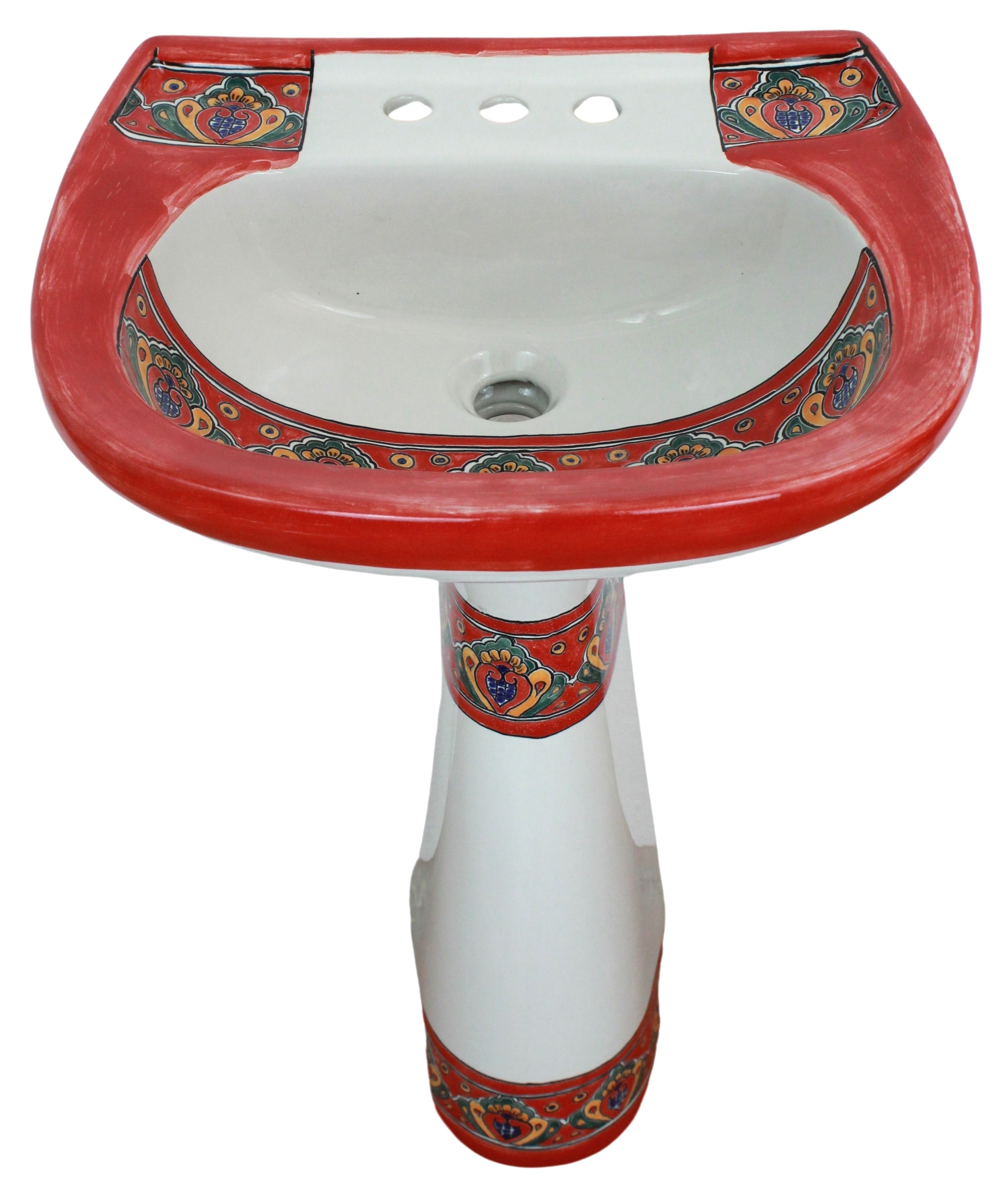 Mexican Talavera Pedestal Sink Franja
