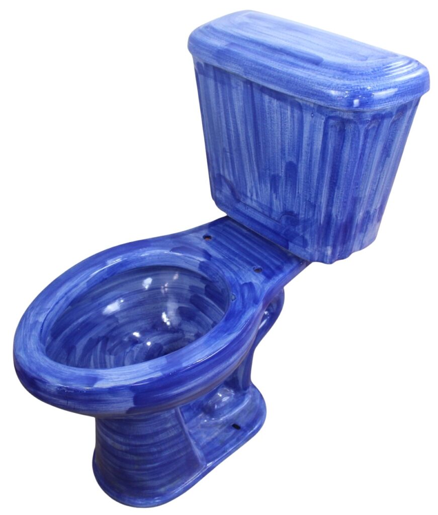 Roman Style Elongated Toilet Blue Washed