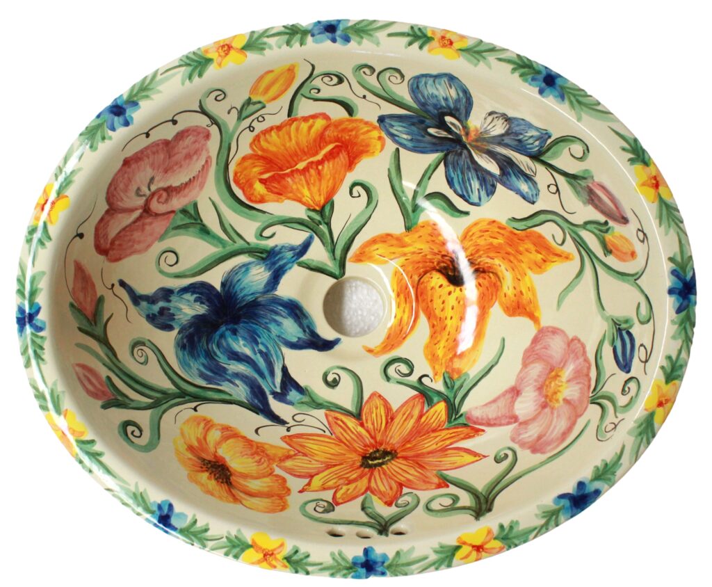 Mexican Talavera Sink Oval Flores de Abril MW