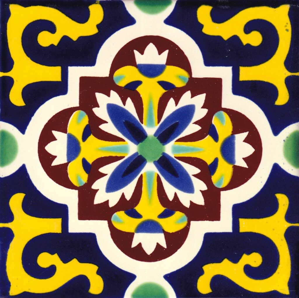 Mexican Talavera Tile Cruz De Rey Amarillo