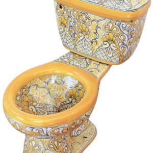 Round Mexican Talavera Toilet Margarita Acapulco Amarillo
